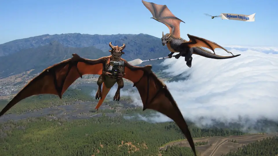 DragoPa mit Kamera DragoMa mit Mikrofon Drag-O-Flynn vor La Cascada