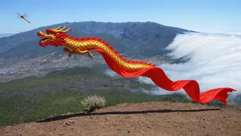 Papierdrache untergejubelt von Kling AI